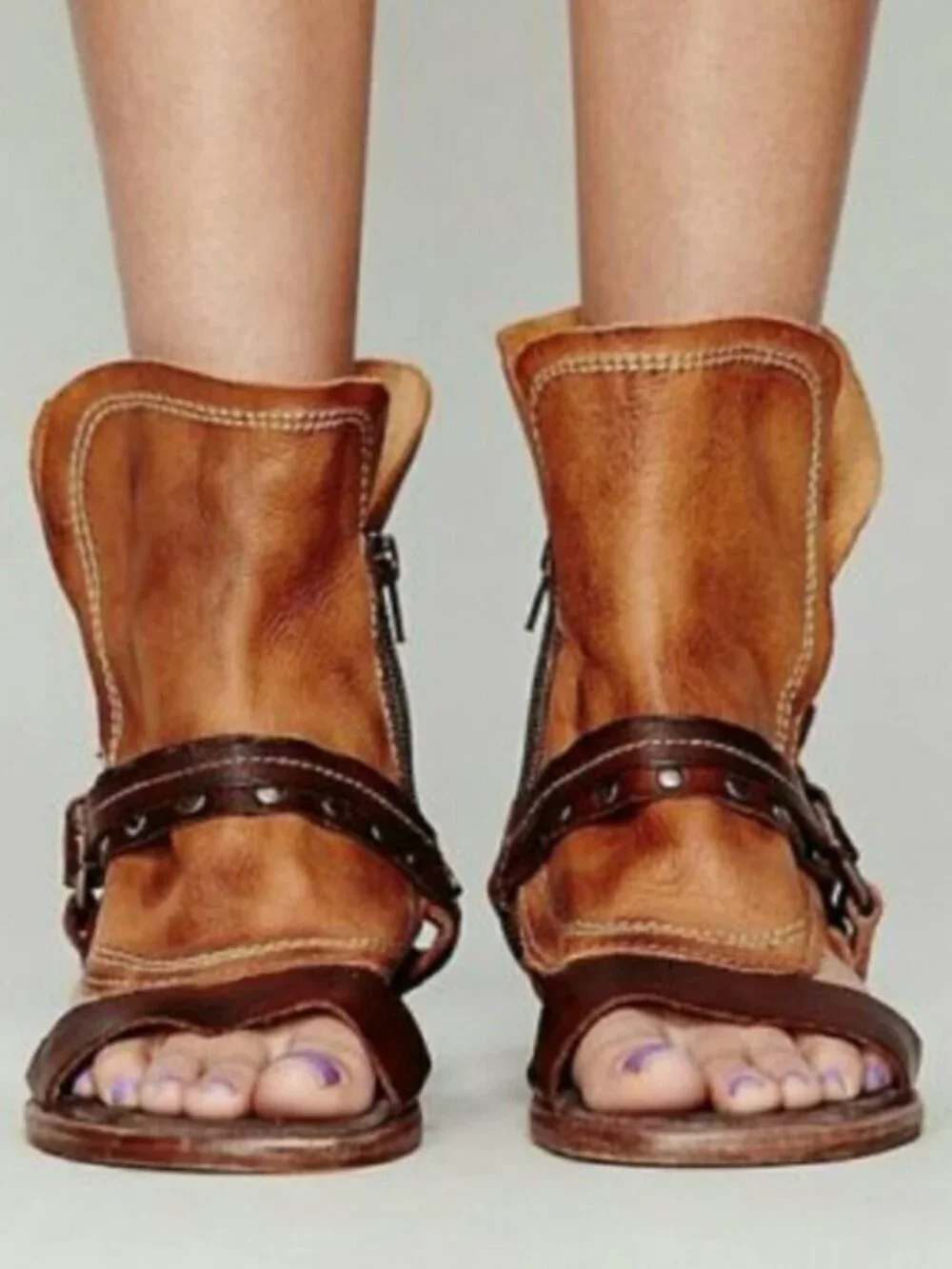 Free People Everything Went West leather studded harness bootie gladiator sandal